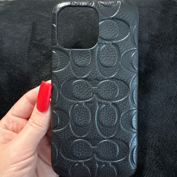 Coach Black Signature iPhone Case with Textured Design - Picture 1 of 4